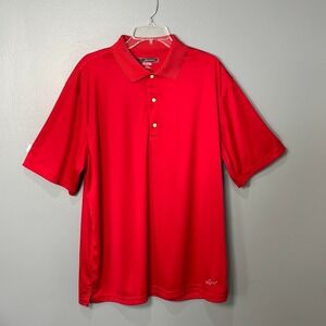 Greg Norman Polo Shirt Mens XL Red Polyester Golf Play Dry Palmetto Cup Classic